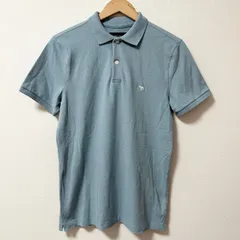 (^w^)b Abercrombie&Fitch アバクロンビーアンドフィッチ 半袖 ポロシャツ ブランドロゴ ロゴ刺繍 ワンポイント ストレッチ シンプル 無地 カジュアル 普段着 お出かけ お洒落 ゴルフ アウトドア 小さいサイズ ブルー メンズ サイズS