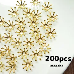 34【パーツ】約200個入り　10mm  ビーズキャップ　ゴールド　花芯　花座　つまみ細工