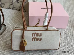 【今日特価】miumiu Bowling/Briefcase Bag [Canvas 28×12cm] | ミュミュ ボーリングバッグ / ブリーフケース キャンバス 28×12cm