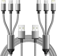 【在庫処分】マルチ 充電ケーブル 3in1 Aioneus [1.2m 2本セット] 3イン1 充電コード iPhone 充電器ケーブル Type Cケーブル Micro USBケーブル iPhone16 15 14 13 12 11 Galaxy S