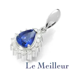 サファイア 0.72ct ダイヤモンド 0.21ct プラチナ Pt900 ドロップ型ペンダントネックレス 中古 プレラブド 返品OK