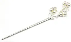 簪 かんざし 和装 振袖 留袖 一本挿し パール フラワー 桃の花 シルバー