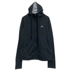 adidas ロゴ スウェット パーカー アディダス S サイズ 程 ブラック フルジップ ラグラン 古着卸 アメリカ仕入 a610-6118