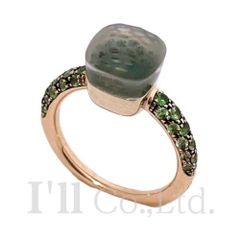 Pomellato　ポメラート　ヌード　プチ　リング　750PG　750WG　プラシオライト　 マラカイト4.9ct　ツァボライト0.5ct　＃52　ブランドジュエリー　指輪　12号　18金　K18PG　K18WG　ゴールド　色石【72902】