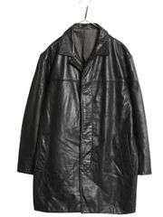 【お得なクーポン配布中!】 00s バナナリパブリック 本革 レザー カーコート メンズ XL / オールド ハーフ コート 大きいサイズ ジャケット 革ジャン オールレザー 黒