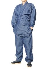 作務衣 冬用 メンズ デニム 裏フリース&中綿入り作務衣 S/M/L/LL/3L/4L/5L さむえ 男性 フリース 冬用 防寒着 部屋着 中綿 作務衣 冬 秋冬 あったか