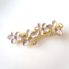 パープル クリップ ストールクリップ ヘアクリップ 寧日 ningday ゴールド ラインストーン フラワーモチーフ クリスタル プレゼント 贈り物 和装小物 箱なし