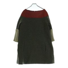 UNDERCOVER (アンダーカバー) 11AW MIRROR期 リブ スリーブ レザー ヨーク プルオーバー ワンピース レディース グレー H1707-1