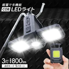 懐中電灯 投光器 COBライト 充電式 LED ライト 防災ライト 小型ライト 懐中電灯 COB 高輝度 800m 防水 作業灯 小型 軽量 ハンディカラビナ 