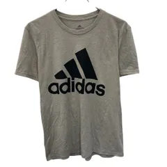 adidas 半袖 プリントTシャツ S ライトカーキ アディダス プルオーバー ビッグロゴ スポーティー 古着卸 アメリカ仕入 a705-5835