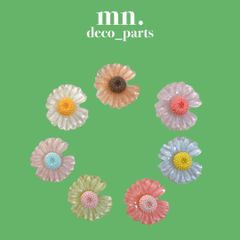 【1つ25円】21個/各3個★デコレーションパーツ　カラフル　クリア　フラワー　花　資材