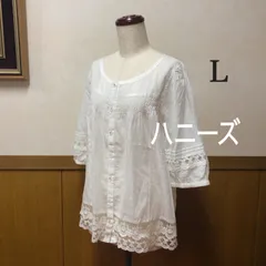 ❤️シネマクラブ ふんわりブラウス 五分袖 L ホワイト 前あき パフスリーブ ピンタック レース ギャザー ゴムシャーリング