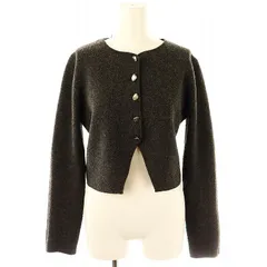 ザラ ZARA 無地クロップド丈カーディガン ニット ウール混 S ダークグレー /MI ■OS