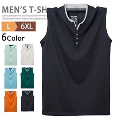 ヘンリーネック Tシャツ メンズ Vネック ノースリーブ シャツ タンクトップ おしゃれ 冷感 無地 インナーシャツ スポーツ カットソー ヘンリーTシャツ トップス