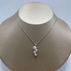 新品　K18WG アコヤ　パール  ネックレス　4-5ミリ　ダイヤモンド0.03ct 　babyパール 　可愛らしい　デザイン　あこやパール【N4552306130051】
