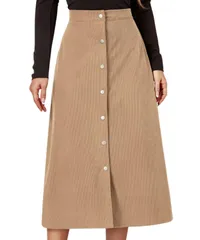 [Dep Club] 在庫限り お洒落 スカート ロング レディース コーデュロイスカート 透けない 大きいサイズ スリット ロングスカート 秋 秋冬 (L, ベージュ) [ベージュ] [L]