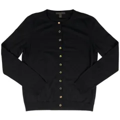 ルイ・ヴィトン Louis Vuitton ラウンドネック 長袖 カーディガン モノグラム ロゴボタン トップス カーディガン ウール ブラック レディース 【中古】のサムネイル