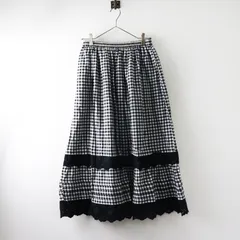 サマンサモスモス SM2 SamansaMos2 ギンガムチェック裾スカラップスカート F/ブラック ボトムス ロング ギンガムチェック【2400014506648】