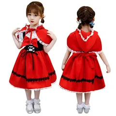 童話 ドレス 衣装 ハロウィン ワンピース 子供 発表会 赤 子供ドレス キッズ 上下セットコスチューム 女の子 赤ずきんちゃん コスプレ パー