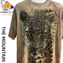 極美品 【圧倒的な存在感】鋭い眼光の豹プリントが魅力的！The Mountain ビッグサイズTシャツ/アニマル柄古着/ユニセックス対応/ストリート系にも◎/XXLサイズ相当のオーバーサイズ　タイダイ　オーガニック染料