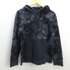 Ｇ■アンダーアーマー/UNDER ARMOUR ライバルコットンパターンプルオーバーフーディー/MTR3380【Ｍ】黒灰/men's/13【中古】■