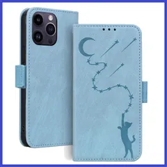 ケース いphone15pro max ケース アイフォン max 15 プロマックス ケース 手帳型 スタンド機能 マグネット 15 カード収納 ONETHEFUL iphone15 pro max ケース pro 流れ星と月猫柄 耐衝撃 全面保護 可愛い