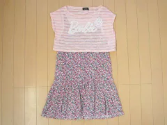 バービー barbie アウトレット 子供服 女の子 150cm ワンピース プルオーバー 2点 リバティ 小花柄 ピンク 紫 春 夏 ★4 ガールズ 女児 キッズ ジュニア 【中古】 ユーズド リサイクル 古着 子ども服 こども