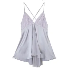 ベビードール スリップ ネグリジェ セクシー ランジェリー レディース シフォン サテン コスプレ シースルー 艶やか キャミソール 姫 M L XL 黒 白 紫 su-002