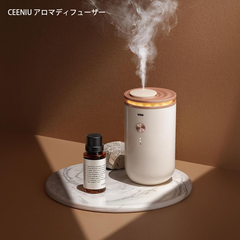 CEENIU アロマディフューザー 【水無し·詰らない】シトラスバジル精油一本付き F07 ギフト 静音 コードレス アロマランプ 自動ON/OFF ピンク 芳香剤 ルームフレグランス 卓上 部屋用 Aroma Diffuser