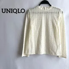 UNIQLOユニクロ白ホワイトアイボリー長袖トップスレースM高級感上品