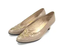 Salvatore Ferragamo フェラガモ レザー×パイソン パンプス ヒール 表記サイズ 24.5cm 靴 シューズ レディース ベージュ系 DG5125