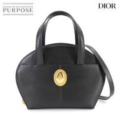 新品同様 クリスチャン ディオール Christian Dior 2way ハンド ショルダー バッグ レザー ブラック ヴィンテージ 90287580