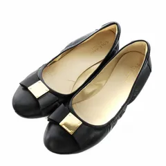 コールハーン COLE HAAN フラットシューズ パンプス ラウンドトゥ リボン レザー 5 22.0cm 黒 ブラック /AN3 ■OF