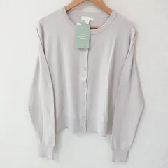 新品 (^w^)b H&M BASICS エイチアンドエム ベーシック ニット カーディガン 長袖 丸首 クルーネック 羽織り 無地 シンプル カジュアル ベージュ レディース サイズM