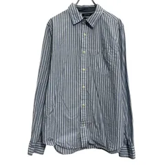 NAUTICA 長袖 ストライプシャツ L ブルー ホワイト ノーティカ ボタン 胸ポケット ワンポイント カジュアル 古着卸 アメリカ仕入 a701-6632のサムネイル