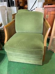 ②【マルニ木工】シングルソファ　ブランド家具　藤張り　肘付き　ラタン　レトロ　ヴィンテージ　ビンテージ　アンティーク　ブランド家具　応接