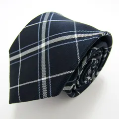 スーツセレクト ブランド ネクタイ シルク 格子柄 チェック柄 PO メンズ ネイビー SUIT SELECT 【中古】