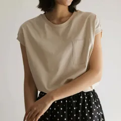 セール!! 新品未着用 未使用 [T2] ティーツー 【大人】【ママ】Lサイズ ベージュ フレンチ袖Tシャツ 半袖 ノースリーブ Tシャツ 無地 シンプル