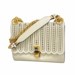 フェンディ(Fendi) フェンディ ショルダーバッグ ミニキャナイ レザー ホワイト ゴールド レディース