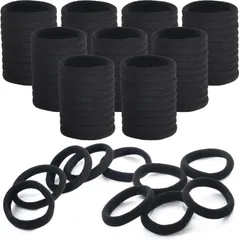 (100本セット) ヘアゴム 黒 太め 跡が付きにくい結び目無しタイプ] 髪ゴム 髪留め ヘアアクセサリー