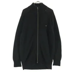 TOMMY HILFIGER トミーヒルフィガー ワンポイント 長袖 ニットジャケット L ブラック メンズ 古着