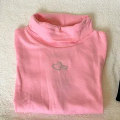 お買い得！　女児ハイネックTシャツ　ピンク　120サイズ　普段使い　通学　秋物　冬物