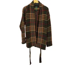 ローレンラルフローレン LAUREN RALPH LAUREN 90S ショールカラ― ラムウール マルチチェックカーディガン メンズ JPN：M のサムネイル