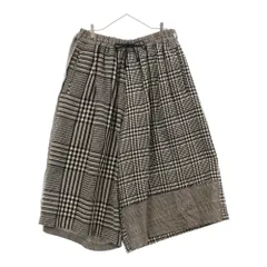 s'yte (サイト) CRAZY CHECK MULTI-MATERIAL SWITCHING 7 10 LENGTH STRING PANTS UV-P41-828 ワイドチェックパンツ ブラック/ホワイト