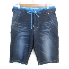 エドウィン EDWIN ジャージーズ JERSEYS デニムパンツ ジーンズ ショートパンツ 短パン USED加工 S インディゴブルー /FF10
