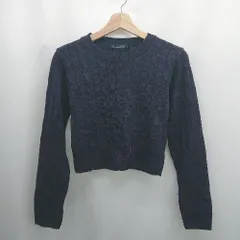 ◇ ⊇ BLUE EAST ブルーイースト ケーブル編み ショート丈 長袖 ニット サイズM ネイビー レディース E  【1506230023806】