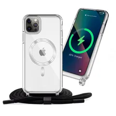 Handodo iPhone 12 Pro Max Magsafe ケースカバー ネック ショルダー ストラップ付き スマホ シリコン カバー 紐付き 斜めがけ 織りス