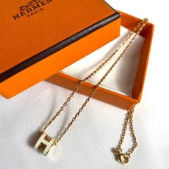 1897　HERMES エルメス ミニポップ H ポップアッシュ　ネックレス　ホワイト　ゴールド