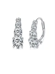 ジュエリー レディース イヤーアクセサリー 1ペア 本物の925スターリングシルバー キュービックジルコニア ラウンド ドロップピアス レディース ラグジュアリー ウェディング 婚約 ブライダル パーティー ジュエ