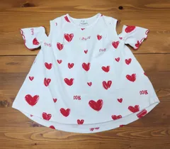 女の子 ハートTシャツ 半袖 肩あき 120cm ニコフラート 新品